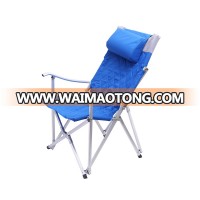 Outdoor high back new design leisure folding aluminum garden relax chair beach chair sofa head pillow with wine holder